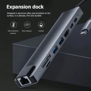 متوفر usb c hub 8 in 1 جديدة فيها منفذ HDMI وethernet جديدة بسعر 9 دنانير