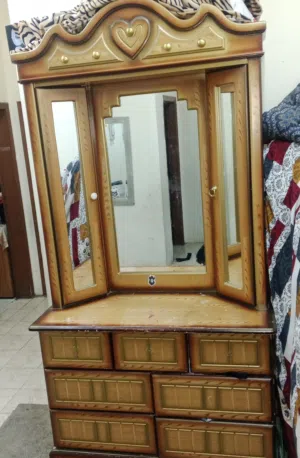 king size bed with mattress and dressing
