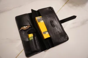 Handcrafted Leather Cigar Holder, Travel Humidor - Leather Case for Cigars & Cigar Tools + Free ciga