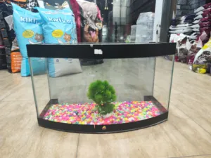 حوض سمك مجهز بالكامل ، حواف كيرف. قزاز مدعم صعب الكسر