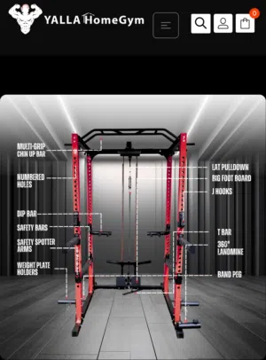 Original Yalla Home Gym multifunctional with Bar, Weights and Weight tree