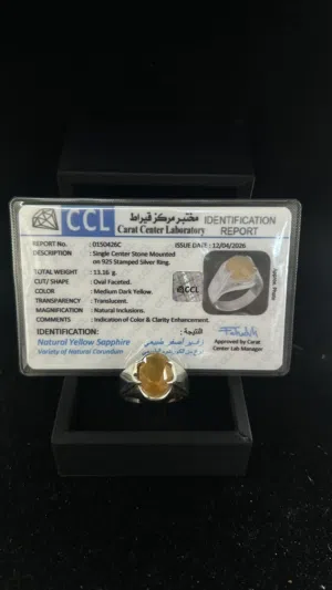Silver Ring Natural Yellow Sapphire