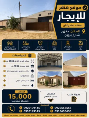 موقع هنقر للايجار سقف سندوتش في جنزور شارع بروين