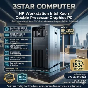 HP Workstation Intel Xeon Double Processor 128GB RAM & 512GB SSD+2TB HDD 4GB Graphics Card