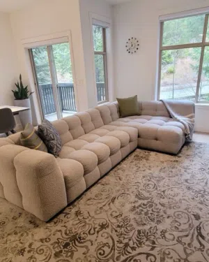 SOFA BRAND NEW L SHAPE BED MODEL SOFA WITH 5 YEAR WARRENT FOR FOAM AND WOOD   3+2 TOTAL 5 MITER SOFA