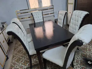 طاولة سفرة ست كراسي خشب زان بحاله ممتازه