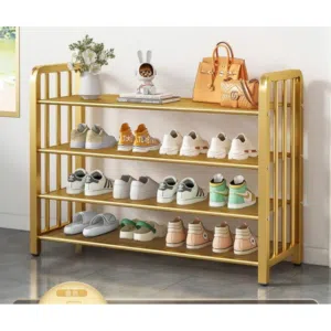 رفوف للاحذية معدنية لتنظيم الأحذية لون ذهبي المقاس  80*28*74سم عرض 80سم