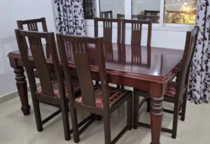 6-Seater Wooden Dining Table Set for Sale