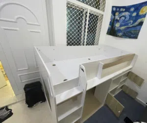 full bed for kids with cabinets