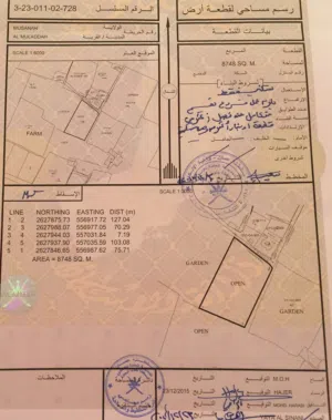 أرض سكنية في المصنعة - الملدة موقع ممتاز بمساحة 8748م وسعر مميز