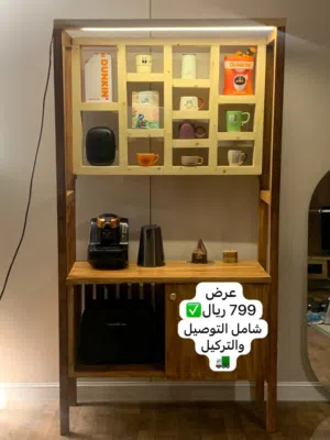 ركن كوفي خشب طبيعي