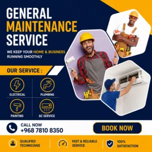 Professional General Maintenance Services Electrical • Plumbing • Painting • AC Service