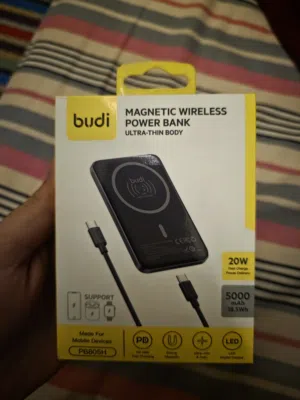 باور بانك مغناطيسي ذكي budi بقوة 5000mAh (شبه جديد) - بوشر