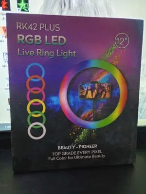Ring Light احترافي بإضاءة قوية موديل RK42 PLUS RGB LED بحجم 12 إنج إذا تريد تصوير احترافي أو بث مباش