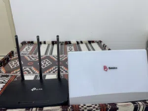 راوتر بتلكو هواوي فايبر + راوتر TP-Link (نظيف جداً)