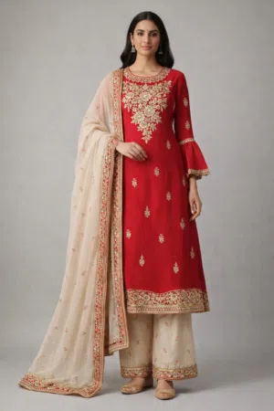 Indian Outfit with Dupatta and Pants  لبسة هندية