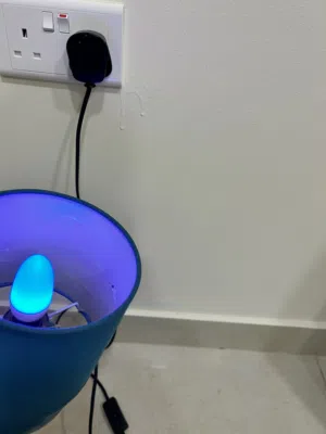Teal Table Lamp with Rainbow Color-Changing LED Mood Light