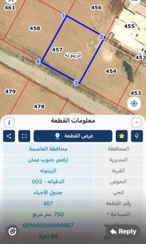 Residential Land for Sale in Amman Al-Zaytouneh