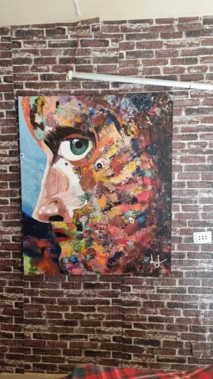 لوحة بعنوان ازدحام الذات على الكانفل ب الوان الاكريليك