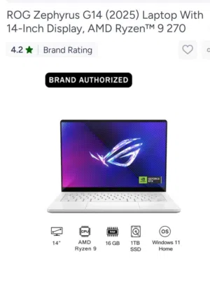 Asus ROG Zephyrus G14 Laptop with 14-inch Display, AMD RyzenTM