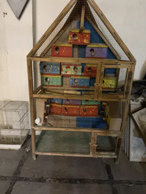 قفص مثلث مع 21بيت طير حب