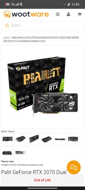 كرت شاشه RTX 2070 للبيع نظيف
