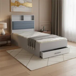 سرير مفرد عصري مع درج تخزين ورفوف مدمجة - 902 SISGRI (90*190)