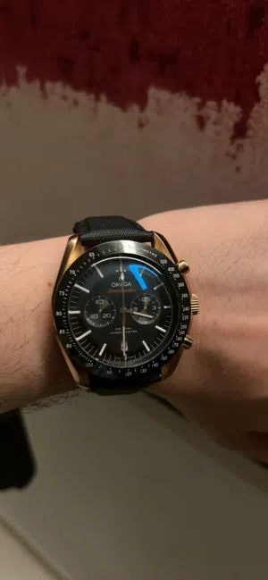 Rose Gold Tone Chronograph Style Men’s Watch – Black Dial – Quartz – Good Condition