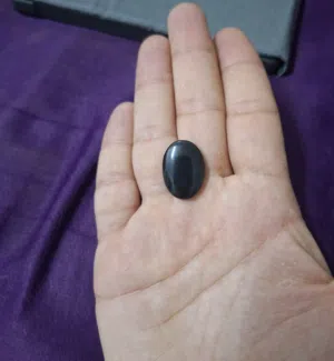 حجر جزع عقيق يمني أسود طبيعي بخطوط رصاصي natural black yamani agate stone