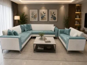 أطقم كنب وكورنر حرف ال مع مزدوجة تصميم مودرن جوده عاليه خشب سويد اسفنج دانلوب عروض لفترة محدودة