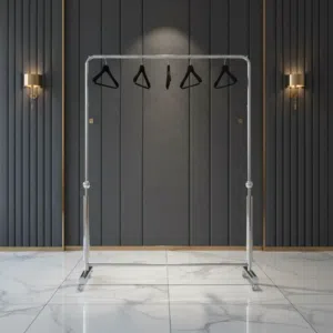 علاقة ملابس معدنية فاخرة باللون الفضي مع عجلات متحركة - OSH-2224