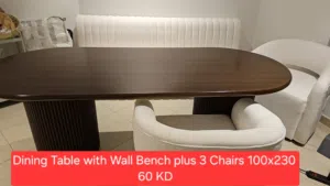 Dining table with wall bench + 3 chairs 100x230