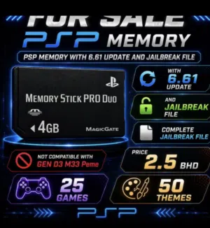 PSP MEMORY 4GB 25 Games themes 6.61 pro c