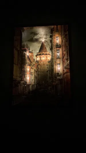 Midnight in Galata"  Illuminated Urban Canvas Art