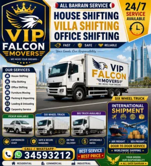 VIP Falcon Movers Bahrain  House Villa Office Shifting Truck