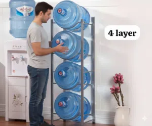 4-layer vertical water cooler jug rack designed to hold 5-gallon water bottles.