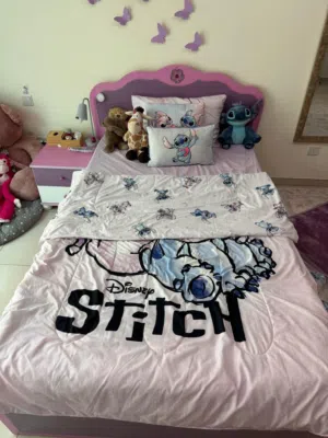 Home Center children pink/purple bed for girls with a 2-drawer nightstand incl. bed sheets