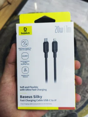 كابل Baseus Silky الأصلي USB-C to Lightning شحن سريع 20W طول 1م آيفون PD