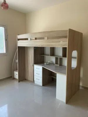 Premium Wooden Loft Bed with Wardrobe, Desk, and Storage Drawers – Excellent Condition