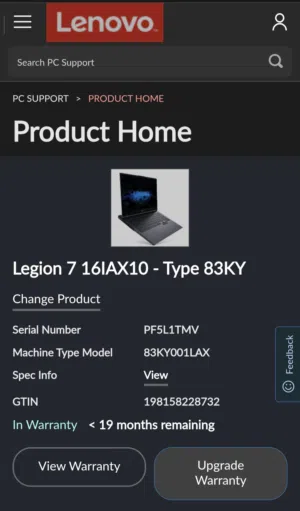 لابتوب قيمنق Lenovo Legion 7