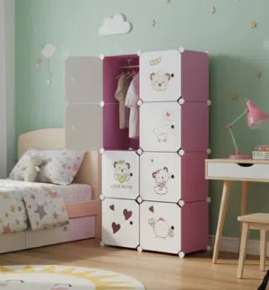 *دولاب تخزين ملابس بلاستيك ب 8 مكعبات بالوان طفوليه متنوعه*