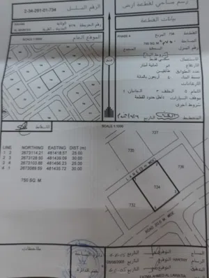 أرض في المرفع المربع 291 مساحتها 750متر
