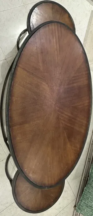 3-Piece Brown Wooden-Look Table Set with Iron Frame – Elegant & Durable