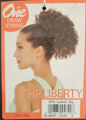 Liberty Drawstring Ponytail Color 1B Off Black Short Tight Spiral Curls