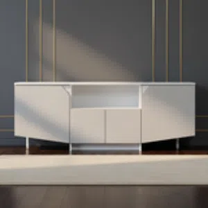 طاولة تلفزيون عصرية 160 سم باللونين الأبيض والبندق - TV-311