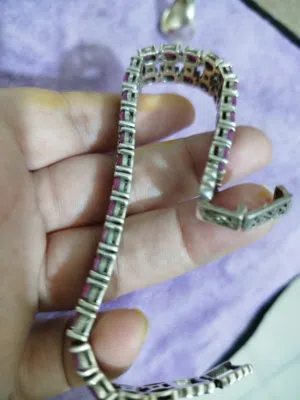 سوار فضه ثقيل مع احجار ياقوت