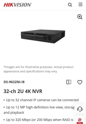Hikvision 32-ch 2U 4K NVR DS-9632NI-I8