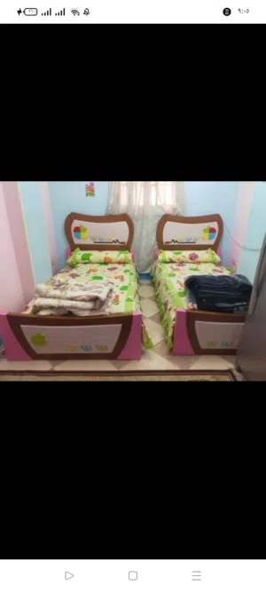 غرفة اطفال كاملة 2 سرير 120سم ودولاب جرار 3 دلفة . بحالة جيدة جدا