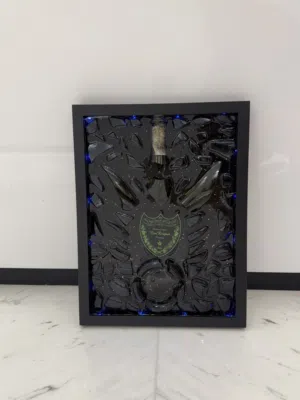 Dom Perignon Champagne LED light Broken Bottle unique Art Frame wall hanging decor black decoration