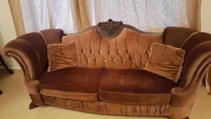 طقم كنب خشب سويد حفر 7 مقاعد